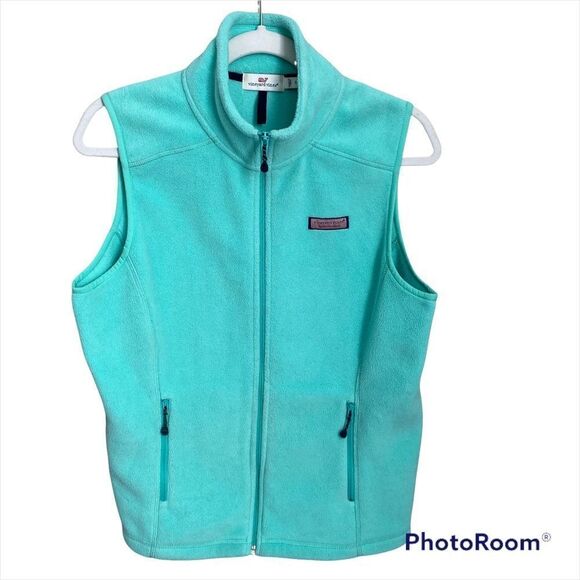 Vineyard Vines Fleece Vest Womens Small Mint Green Full Zip Cabincore Preppy - Picture 1 of 8